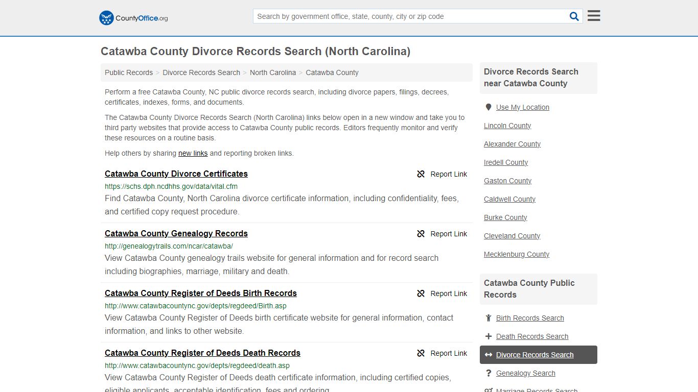 Catawba County Divorce Records Search (North Carolina)