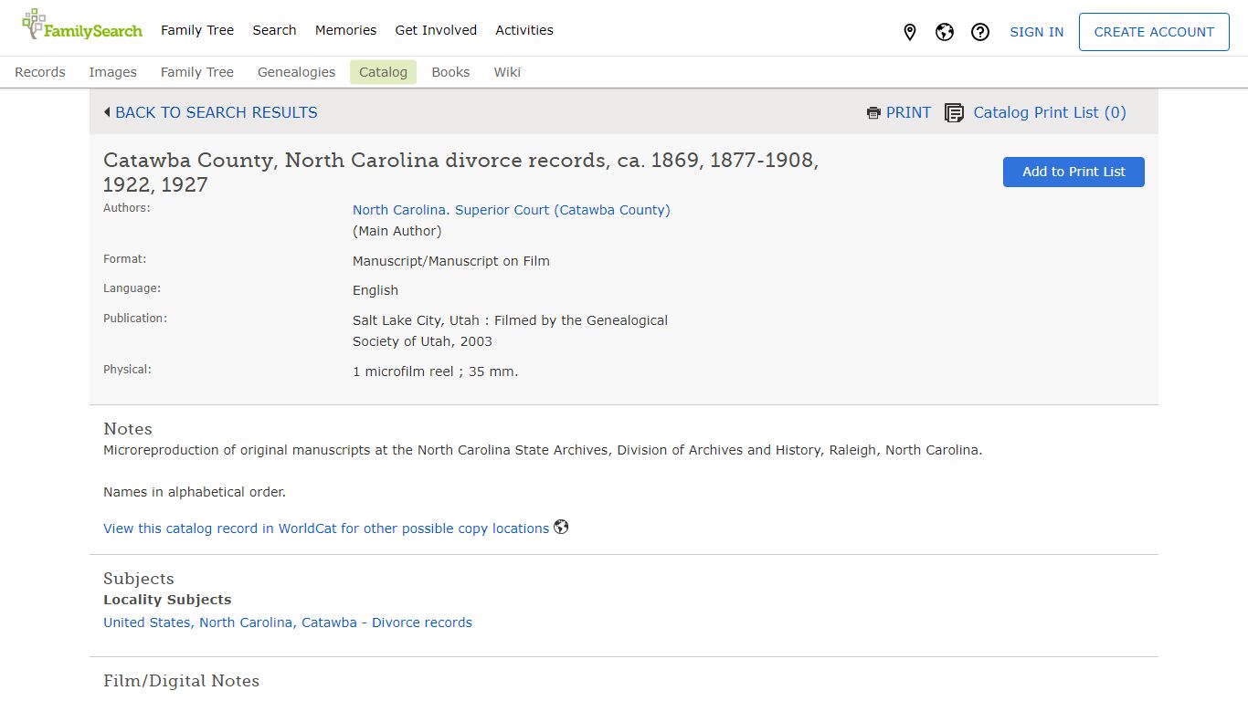 Catawba County, North Carolina divorce records, ca. 1869, 1877-1908 ...