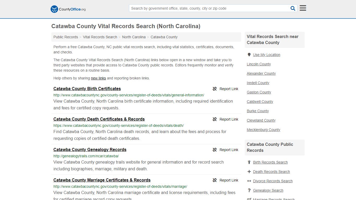 Catawba County Vital Records Search (North Carolina) - County Office